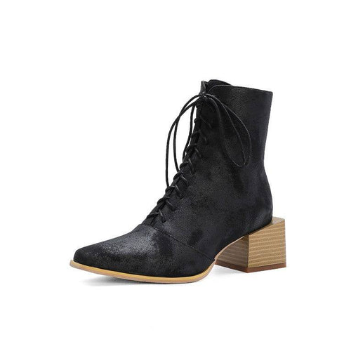 Martin Boots Women Thick Heel Pointed Toe Zipper